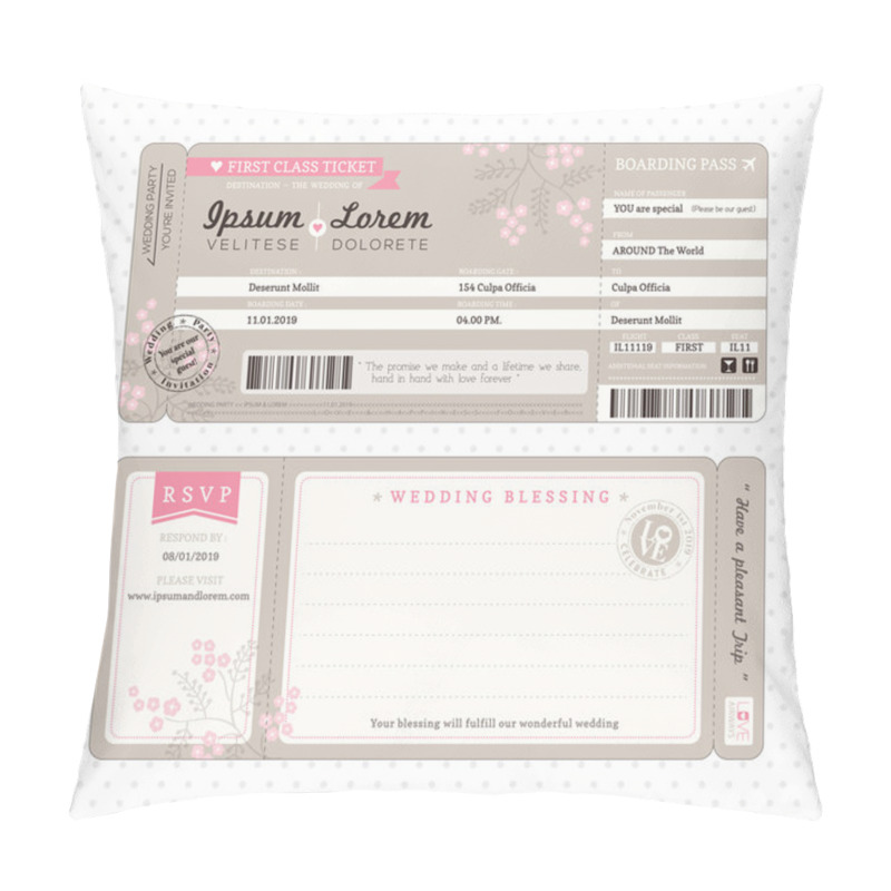 Personality  Boarding Pass Wedding Invitation Template Pillow Covers