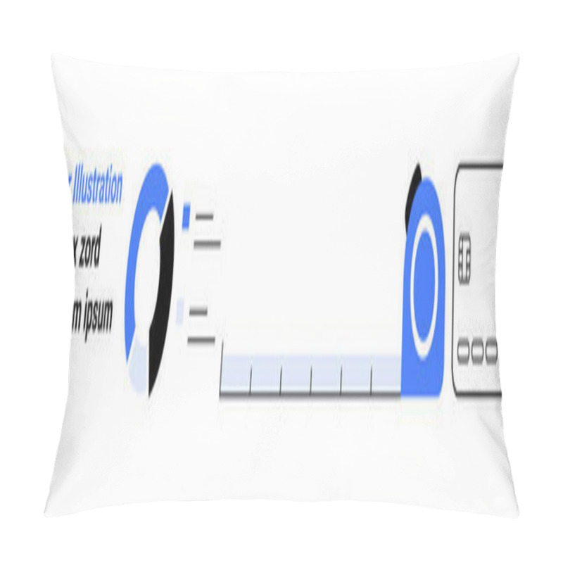 Personality  Graph With A Circular Chart, Horizontal Blue Bar, And Blue Measuring Tape Interacting. Ideal For Business Strategy, Financial Analysis, Data Presentation, Project Planning, Market Research Pillow Covers