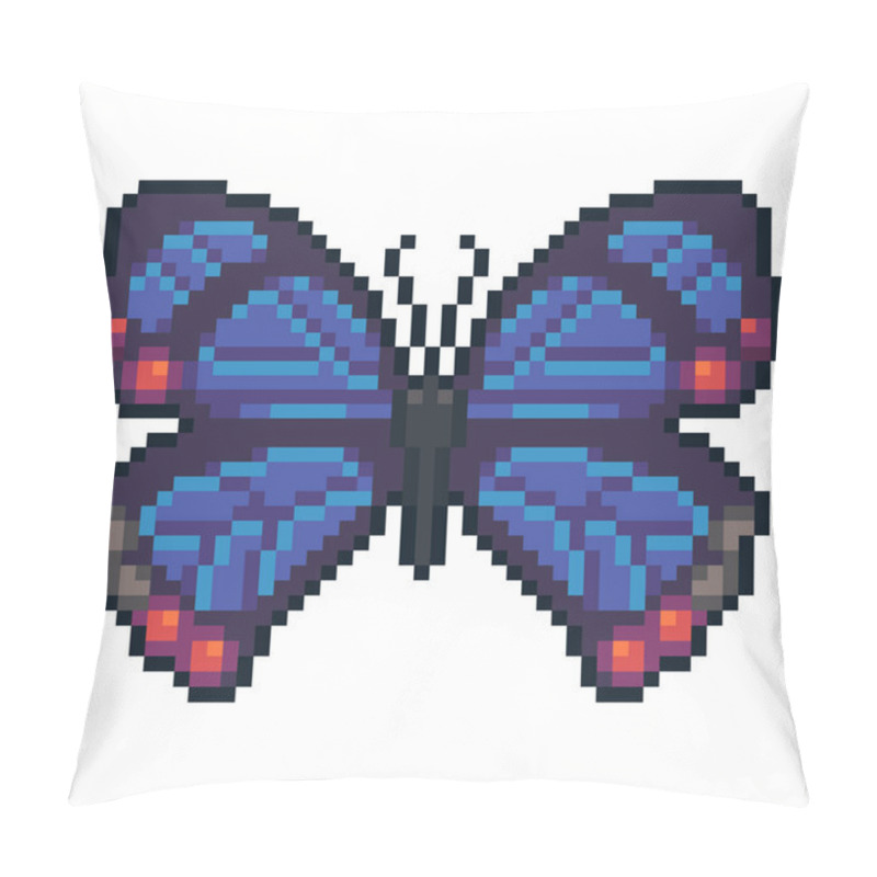 Personality  Pixel Art Vector Hairstreak Butterfly Isolated On White Background. Pillow Covers