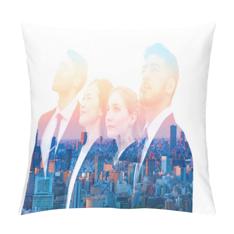 Personality  Image Photograph Combining The Silhouette Of A Businessman And The Urban Landscape Pillow Covers