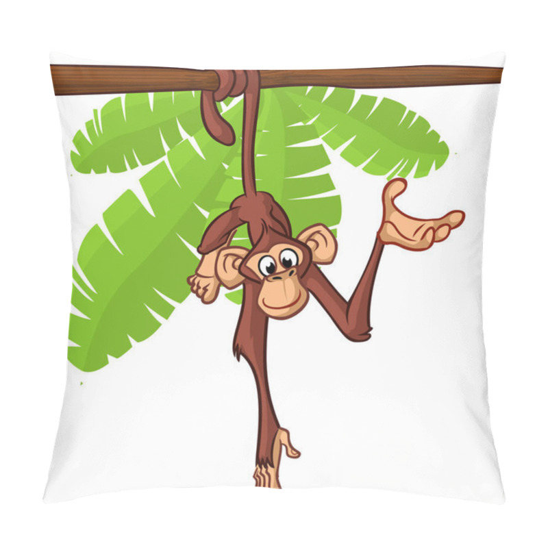 Personality  Cute Monkey Hanging On The Tree Branch With His Tail Pillow Covers