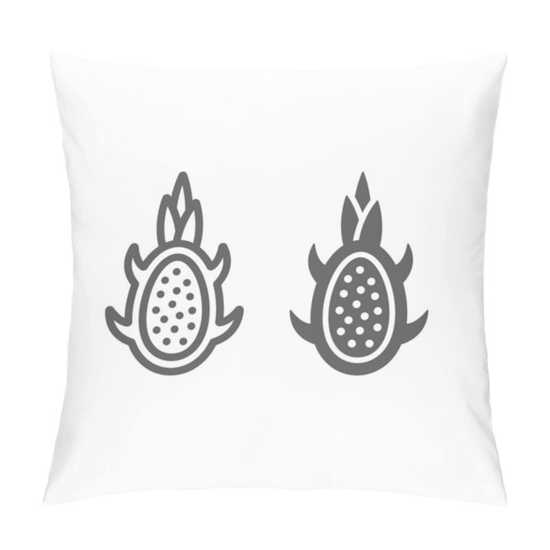 Personality  Dragon Fruit Line And Glyph Icon, Fruits And Tropical, Exotic Food Sign, Vector Graphics, A Linear Pattern On A White Background. Pillow Covers