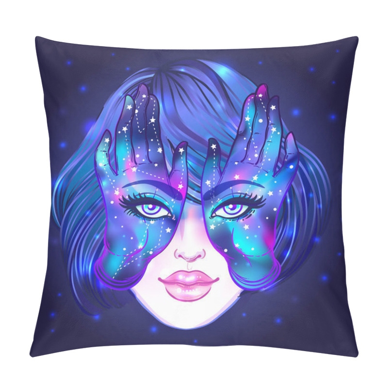 Personality  Mysterious Creature With Eyes On The Hands. Hand Drawn Illustrat Pillow Covers