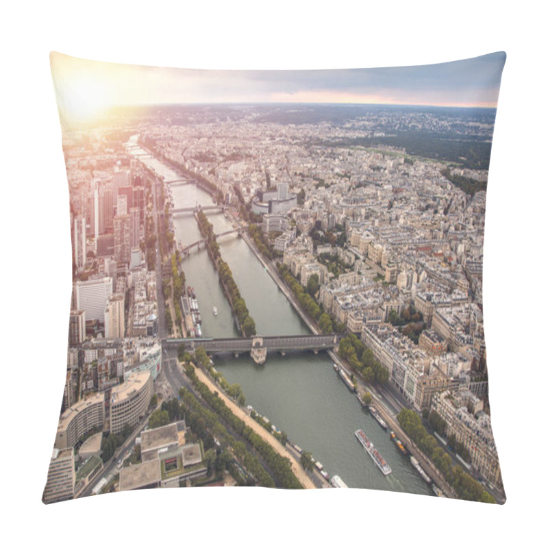 Personality  Sunset Over Seine River In Paris Pillow Covers