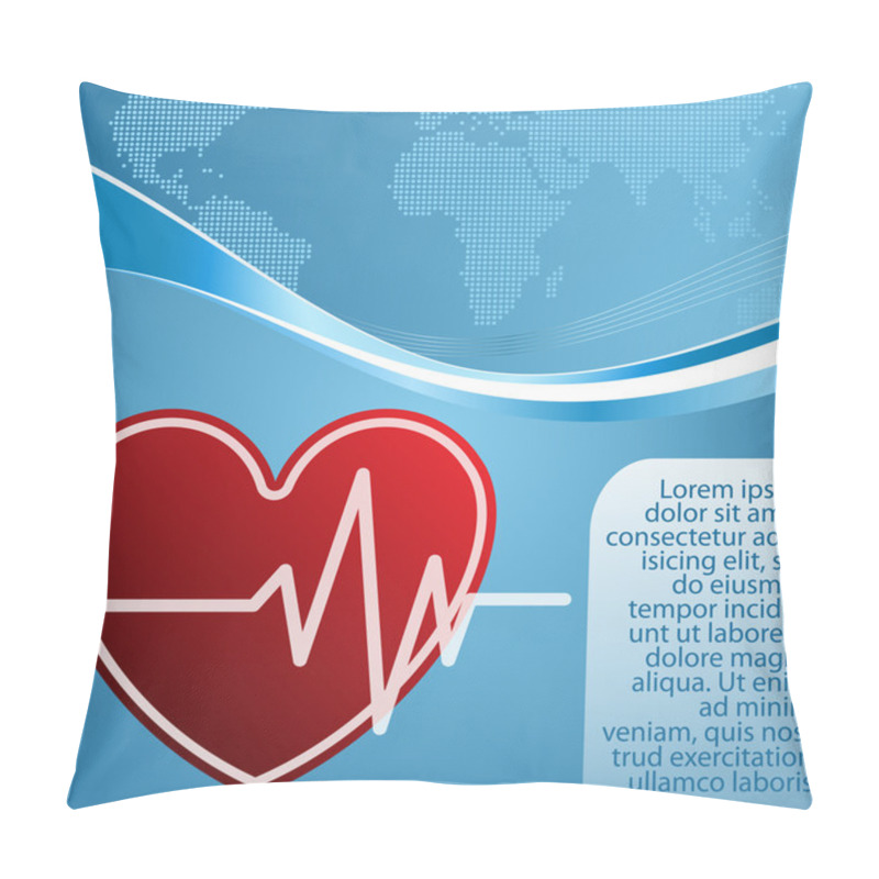 Personality  Heart With Cardiogram On Blue Background Pillow Covers