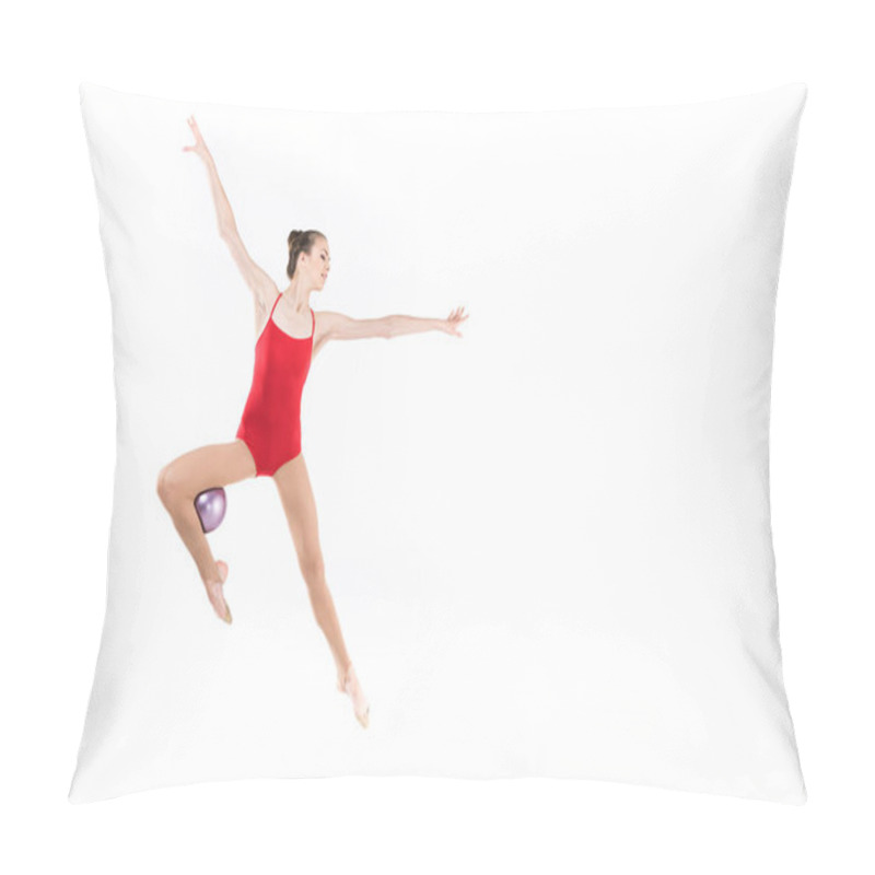 Personality  Woman Rhythmic Gymnast Jumping With Ball Pillow Covers