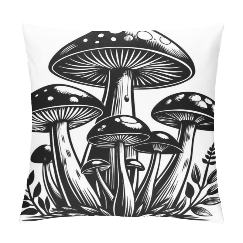 Personality  Mushroom Vector Illustration Silhouette Transparent Background Pillow Covers