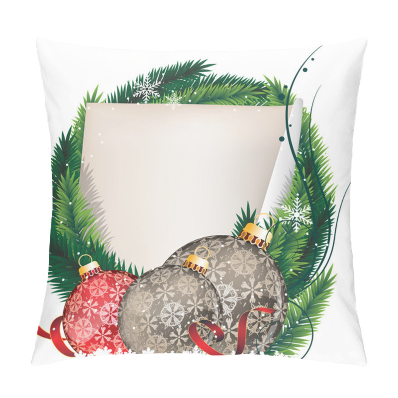 Personality  Pine Tree Wreath With Christmas Balls And Sheet Of Paper Pillow Covers