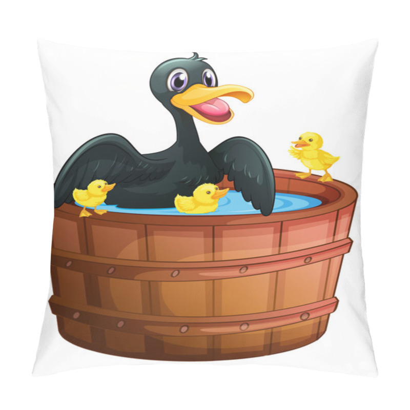 Personality  A Mini Pool With A Duck And Her Ducklings Pillow Covers