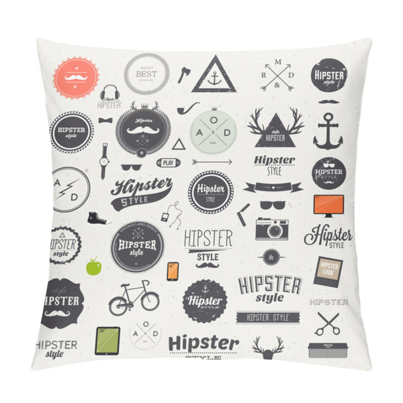 Personality  Hipster Style Infographics Elements And Icons Set Pillow Covers