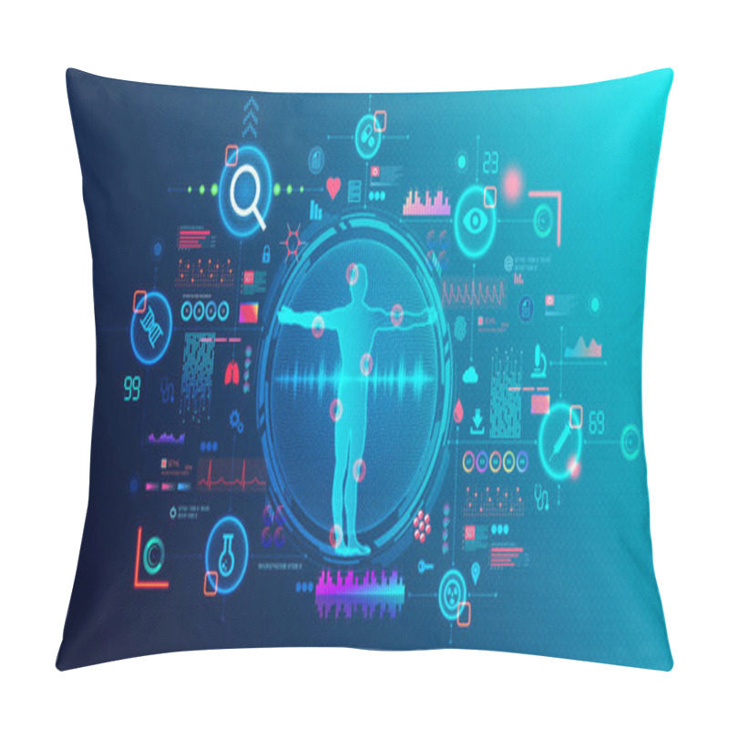 Personality  Medical Informatics And Health Care Analytics - The Usage Of Data Analysis To Improve Patient Care And Healthcare Administration - Conceptual Illustration Pillow Covers