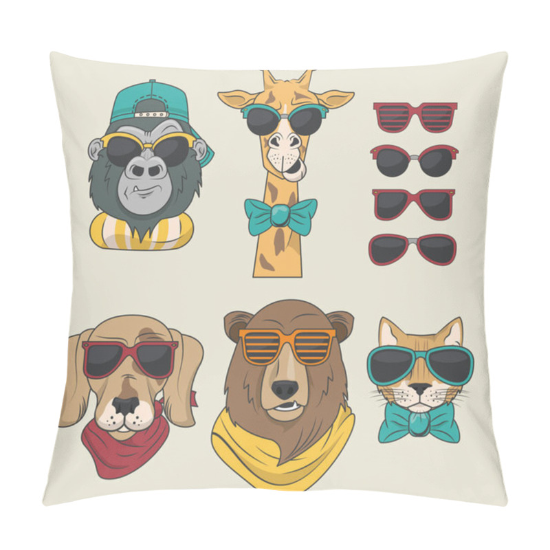 Personality  Funny Animals With Sunglasses Cool Style Pillow Covers