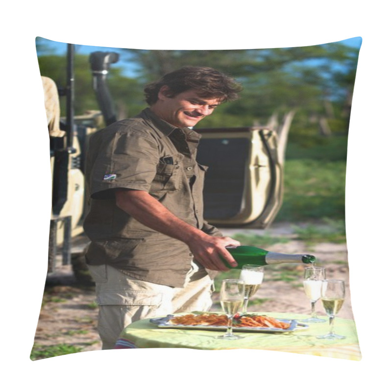 Personality  Man Smiling And Serving Champagne Pillow Covers