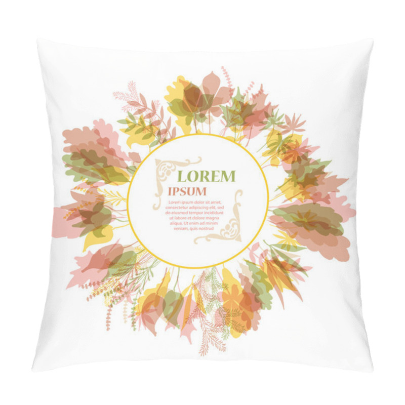 Personality  Autumnal Round Frame. Wreath Of Autumn Leaves. Pillow Covers