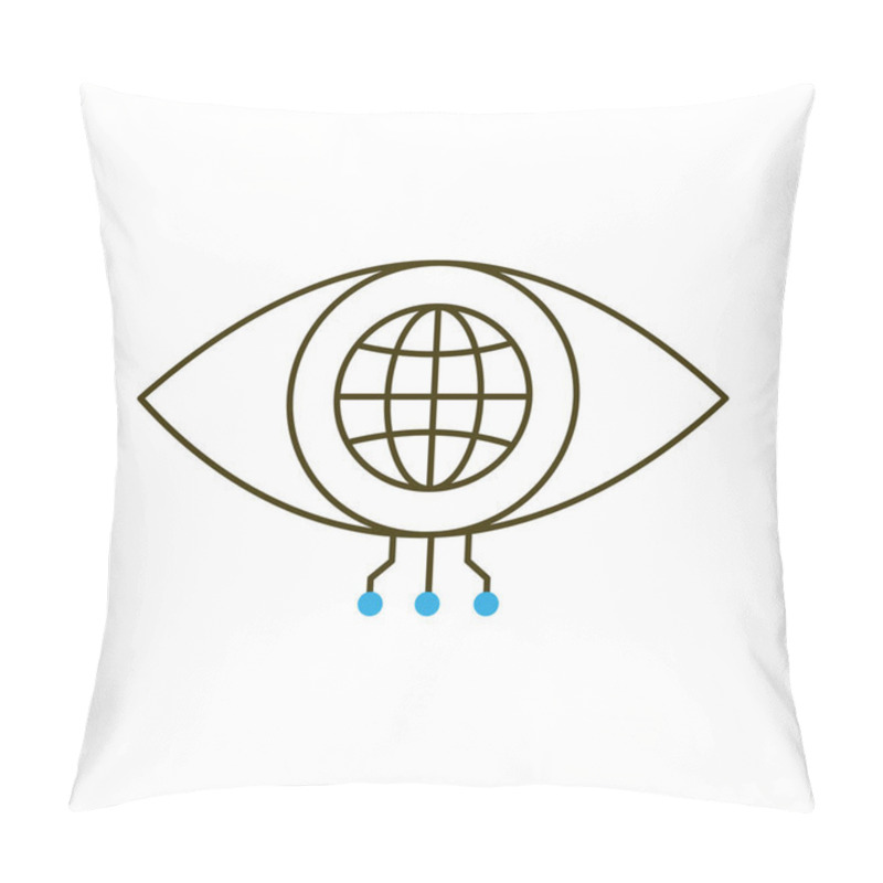 Personality  Global AI Visual Eye For Pattern Detection Vector Icon Design, Detection, Visual Systems, Digital Vision, Automation Pillow Covers