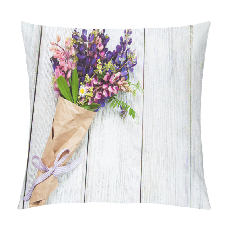 Personality  Lupine Flowers On A  Table Pillow Covers