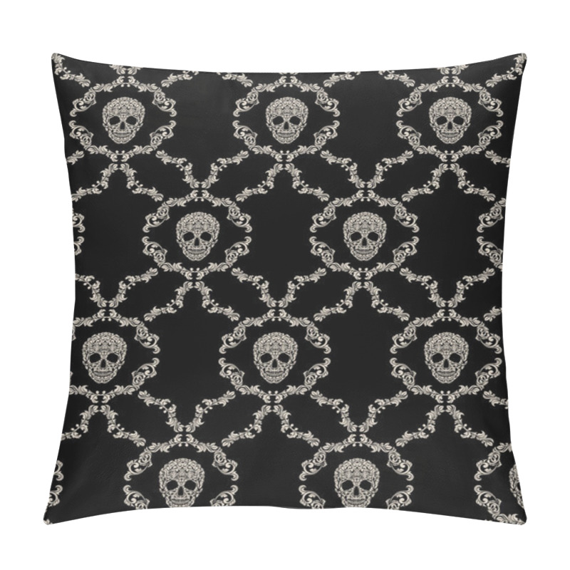 Personality  Skull Ornamental Seamless Pattern. Vector Illustration Pillow Covers