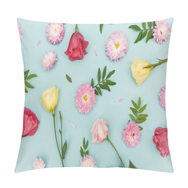 Personality  Creative Flat Lay Composition With Flowers, Leaves And Petals. Pillow Covers