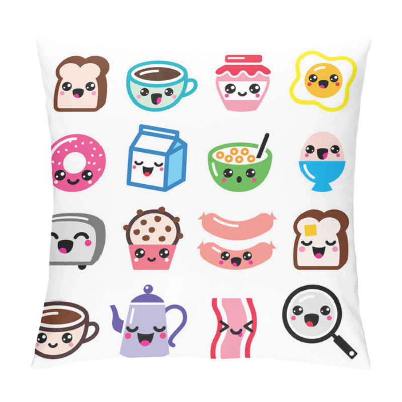 Personality  Icons Set Of Japanese Kawaii Cartoon Characters Pillow Covers