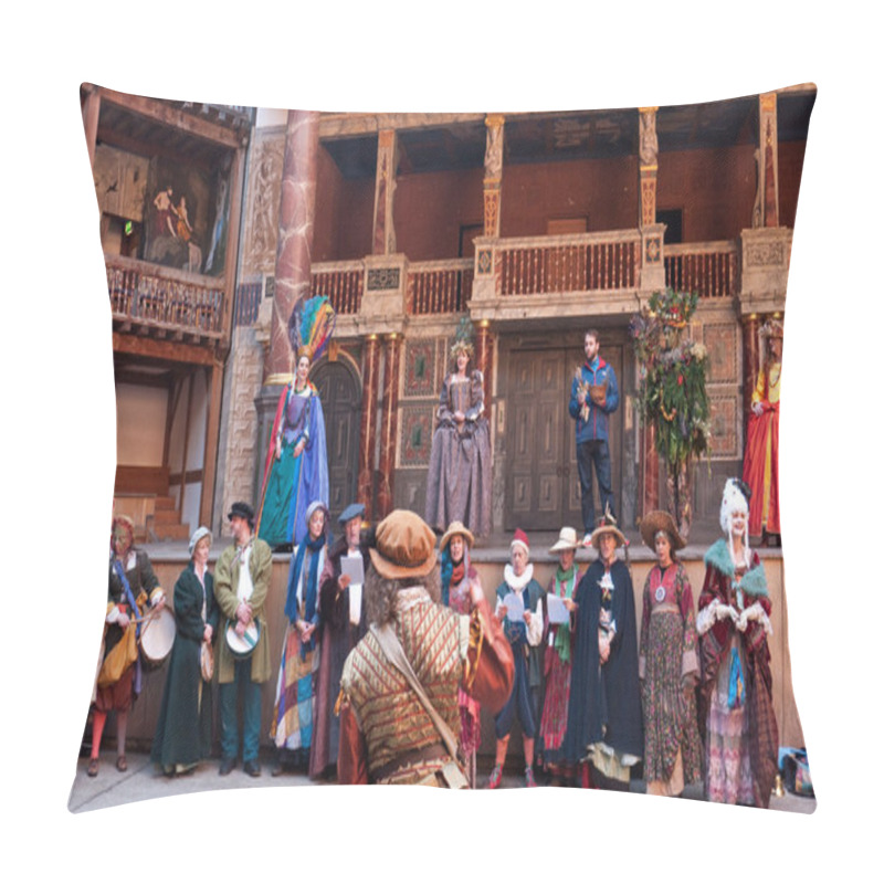 Personality  Performers In Traditional Costume In Shakespeare's Globe Theatre Pillow Covers