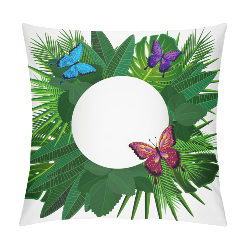 Personality  Tropical Leaves With Butterflies. Floral Design Background. Pillow Covers