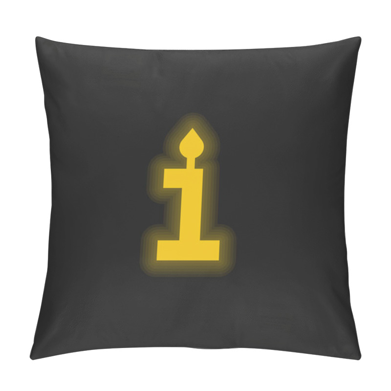 Personality  Birthday Yellow Glowing Neon Icon Pillow Covers