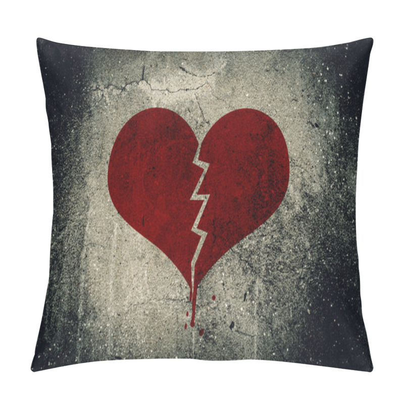 Personality  Heart Broken Painted On Grunge Cement Wall Background - Love Con Pillow Covers