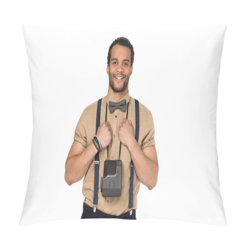 Personality  Young Man With Instant Camera  Pillow Covers