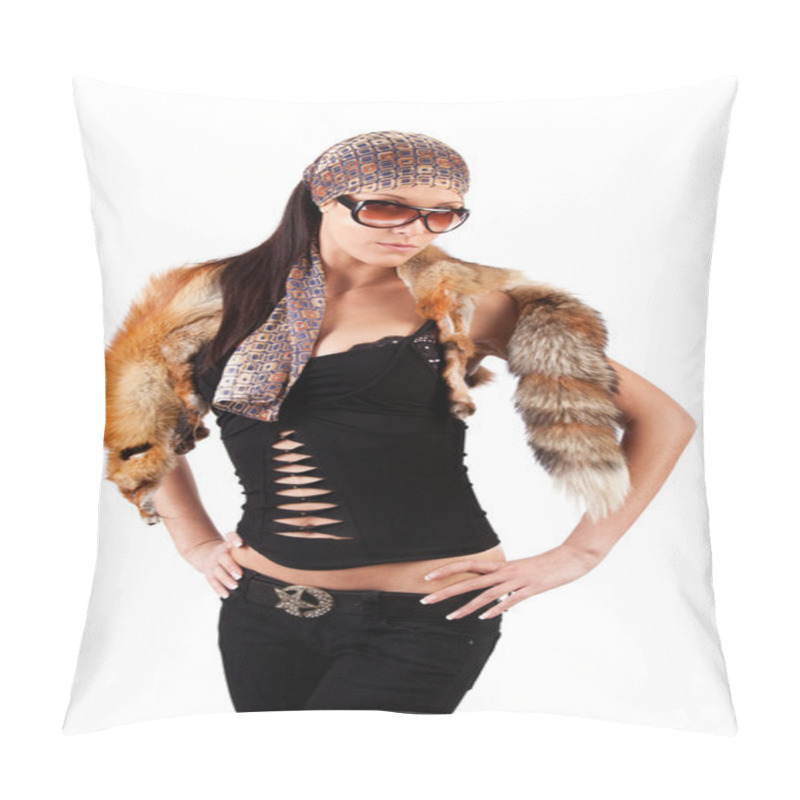 Personality  Attractive Woman Wearing Animal Fell Pillow Covers