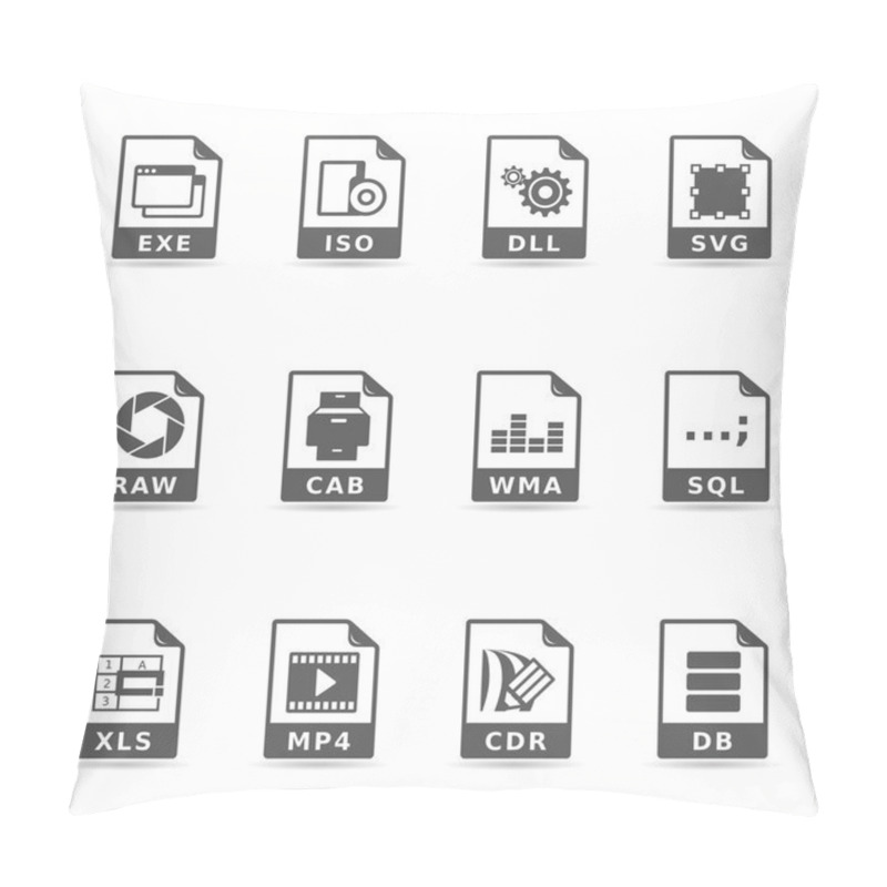 Personality  File Formats Icon Set Pillow Covers