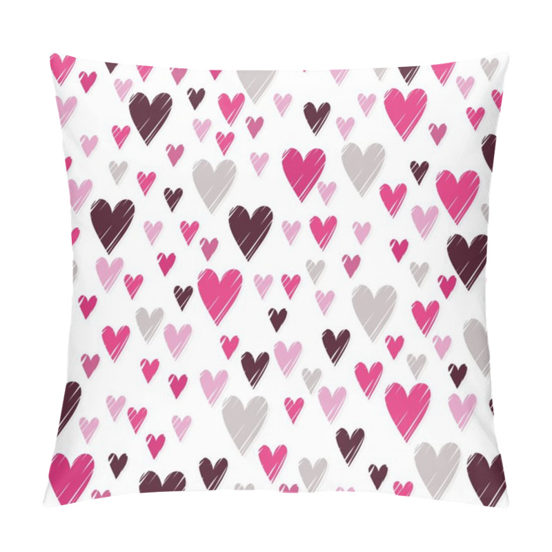 Personality  Pink Hearts On White Messy Romantic Valentines Day Seamless Pattern Pillow Covers