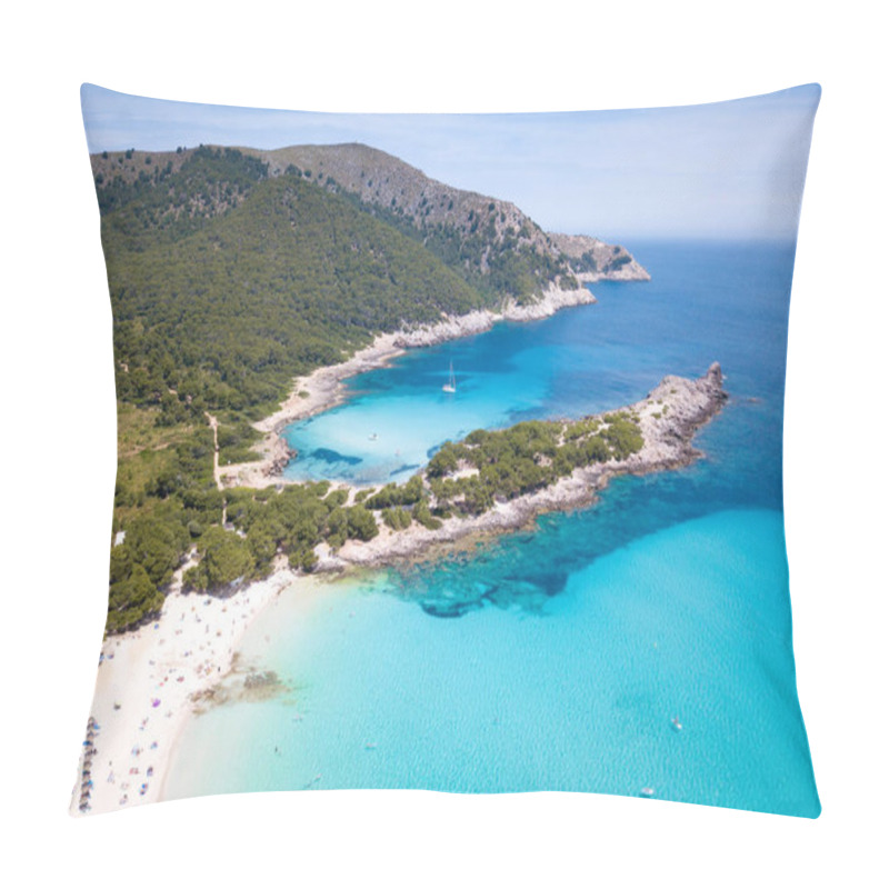 Personality  Aerial View Of Cala Agulla The Most Beautiful Beach In Mallorca.  Pillow Covers