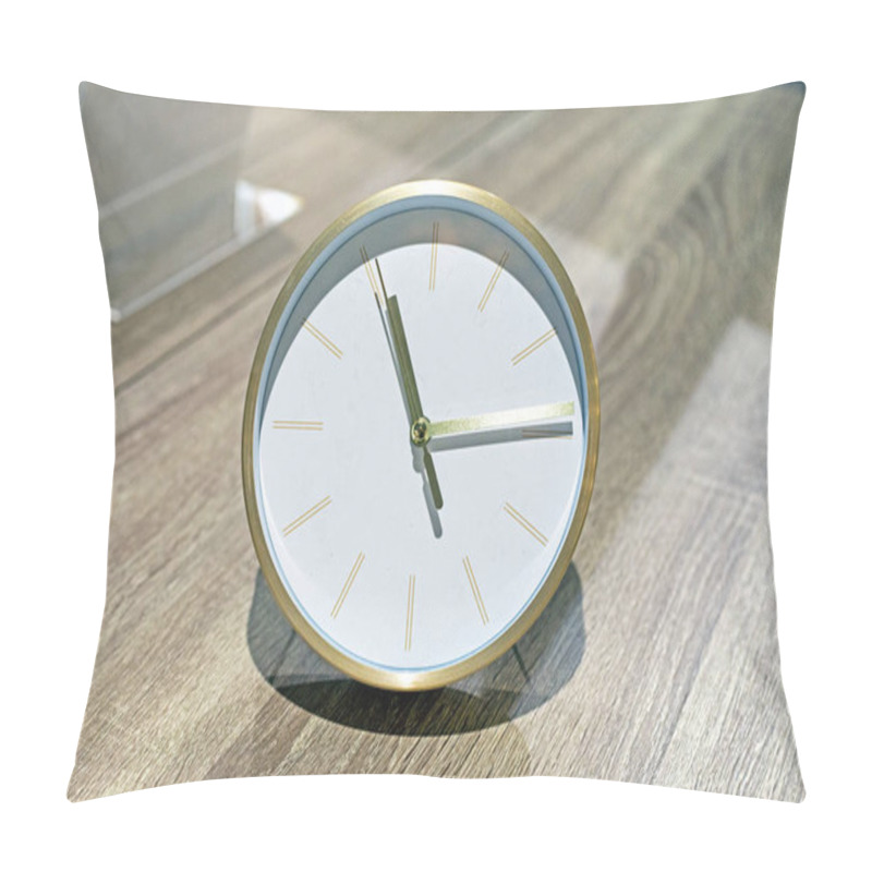 Personality  Mechanical Clock On A Wooden Background. Time Change To Summer And Winter Hours. Internal Body Clock Pillow Covers