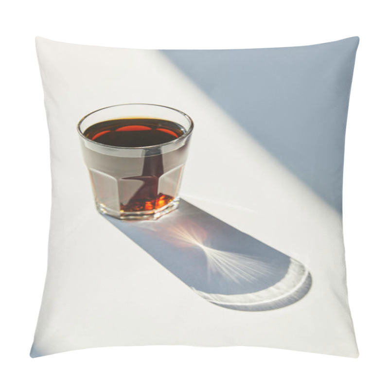 Personality  Tasty Soda In Glass On White Table In Sunlight With Shadow Pillow Covers