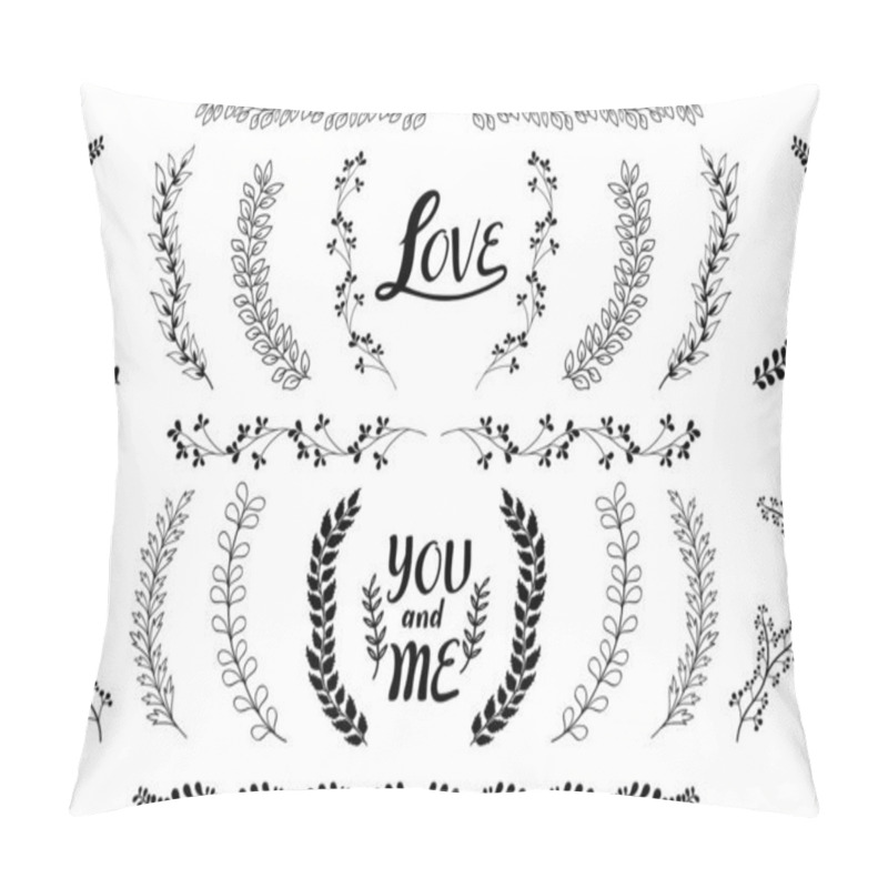 Personality  Vector Set Of Hand Drawn Floral Wreaths Pillow Covers