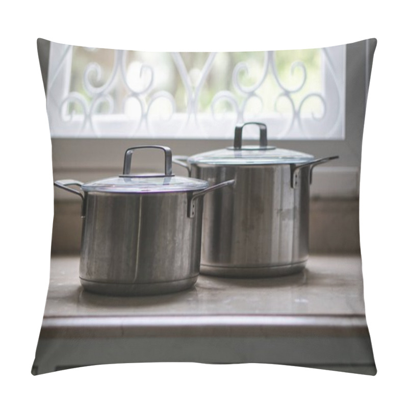 Personality  Old Aluminum Stainless Steel Cooking Pot On Kitchen Table Pillow Covers