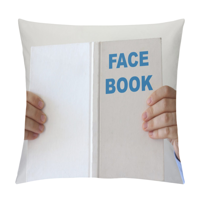 Personality  Man Reading A Book Entitled Face Book Pillow Covers