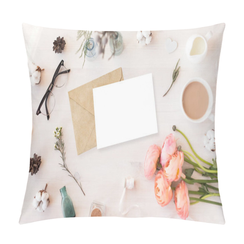 Personality  Cute And Stylish Branding Mockup Photo Wit Peonies. Pillow Covers