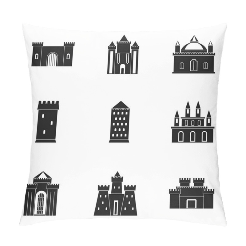 Personality  Castles Icon Set, Simple Style Pillow Covers