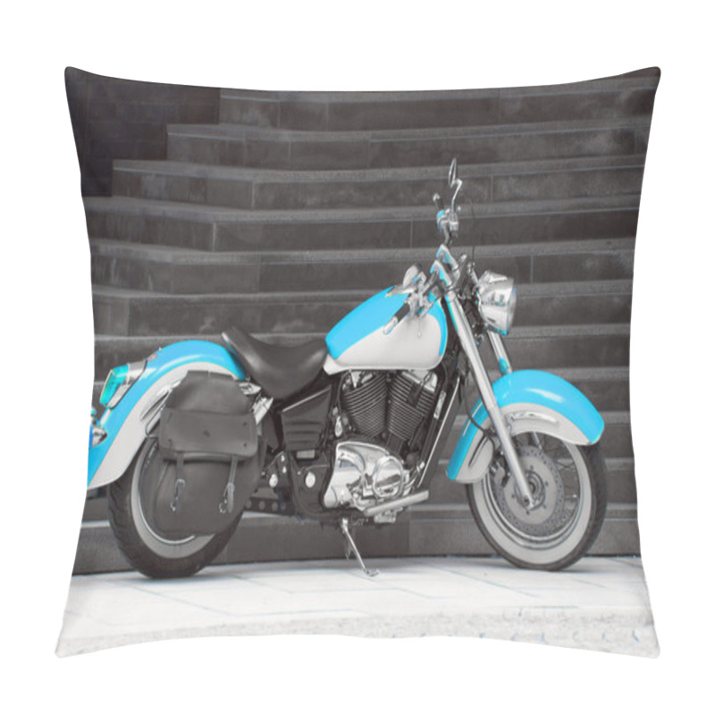 Personality  Motorbike In Turquoise Pillow Covers