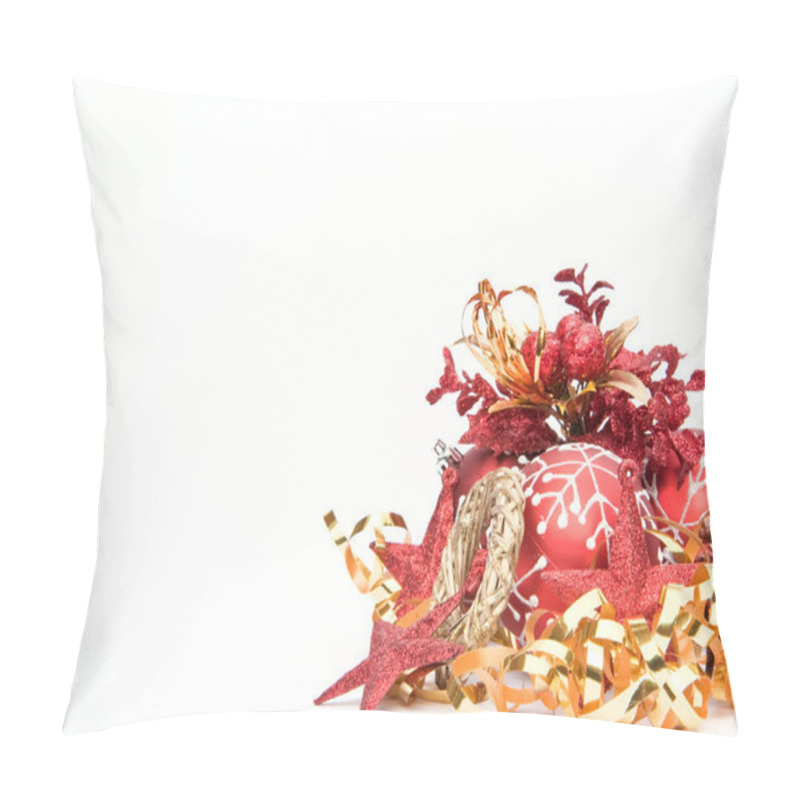 Personality  Red Theme Christmas Decorations Against White Background Pillow Covers