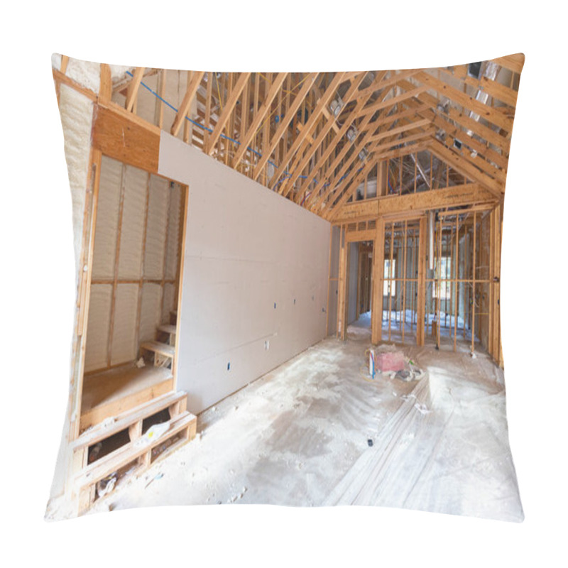 Personality  Room In Home, Under Contruction, With Spray Foam And Drywall Visible Pillow Covers