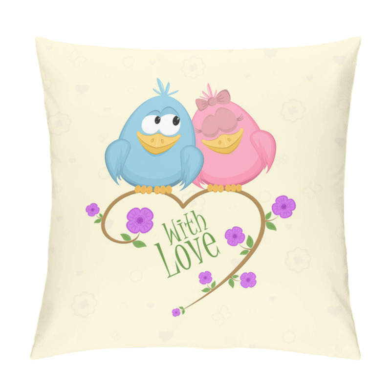 Personality  Love Birds On The Branch, Vector Illustration Pillow Covers