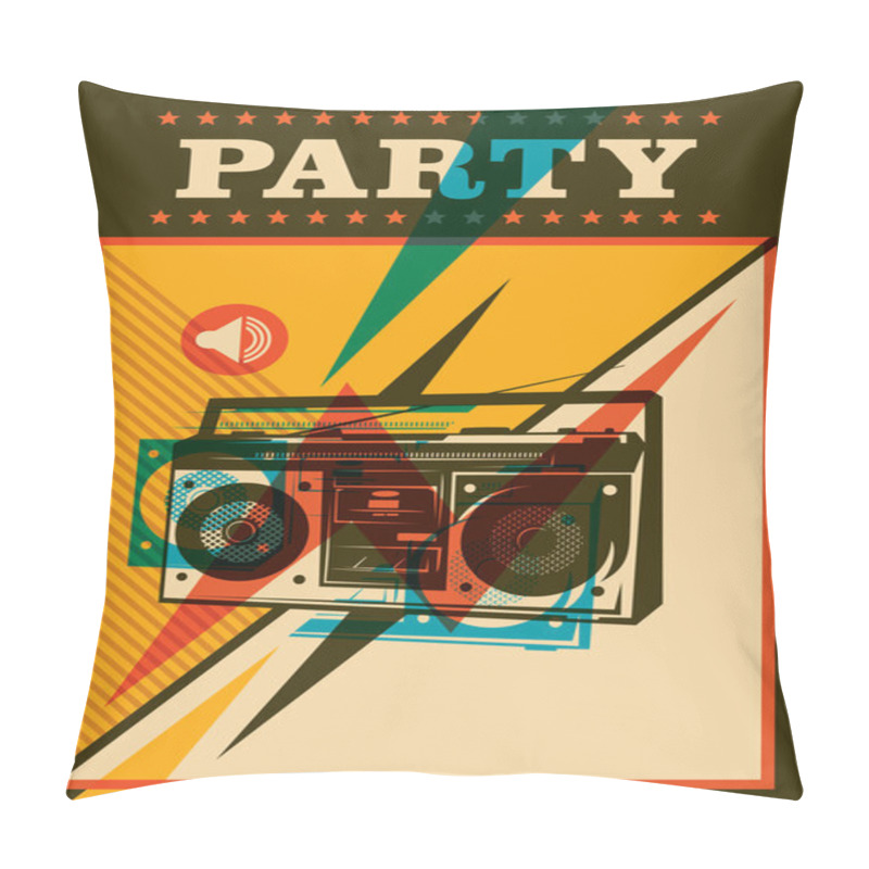 Personality  Retro Party Poster Design. Pillow Covers