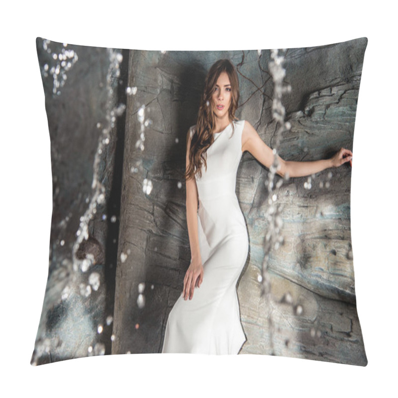 Personality  Beautiful Woman Near Waterfall Pillow Covers