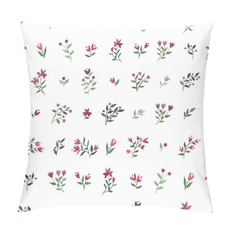 Personality  Watercolor Floral Ornamental Pattern. Seamless Pattern With Red And Green Flowers On White Background.  Pillow Covers