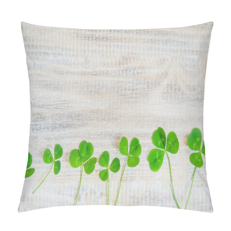 Personality  Clover Leaf. Happy St. Patrick's Day. Selective Focus. Pillow Covers