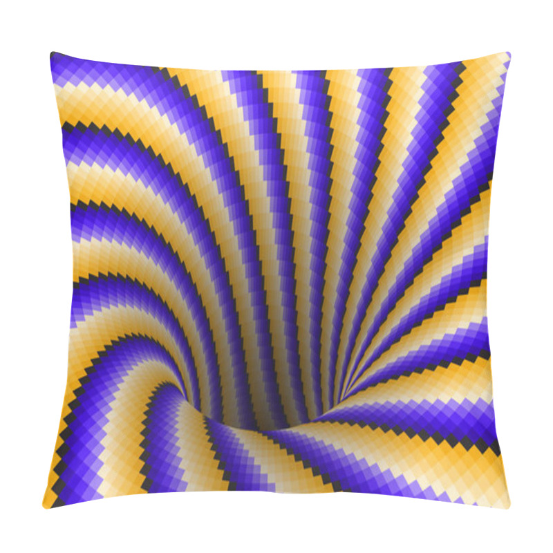 Personality  Rotating Spiral Patterned Hole Of Yellow Blue Stripes. Vector Optical Illusion Background. Pillow Covers