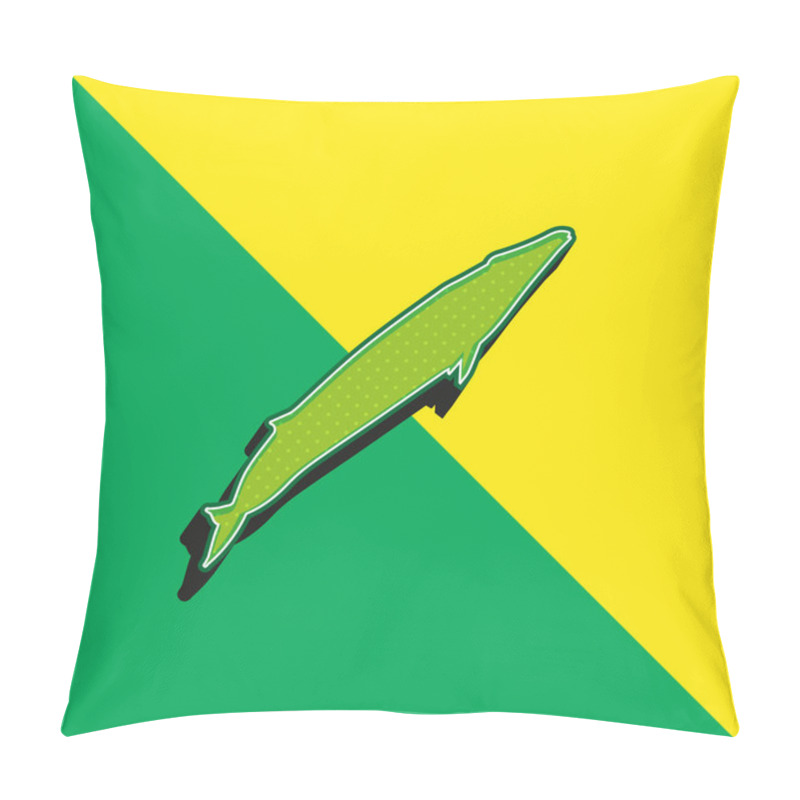 Personality  Blue Whale Shape Green And Yellow Modern 3d Vector Icon Logo Pillow Covers