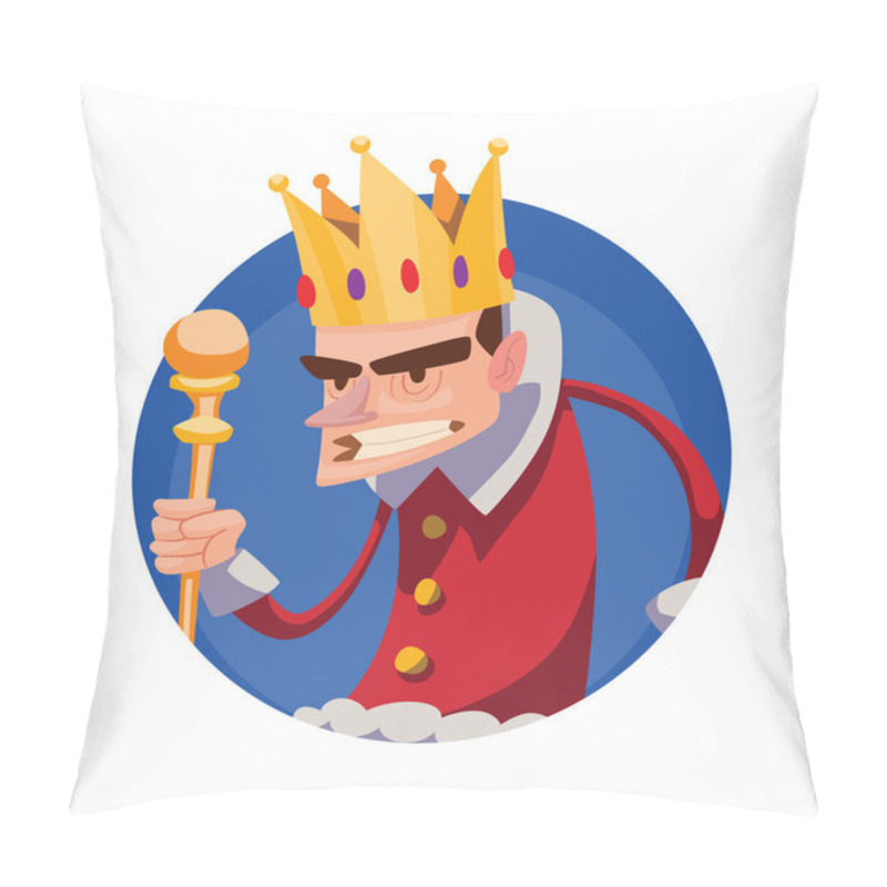 Personality  Round Frame, Funny Evil Little King With Brown Hair Pillow Covers